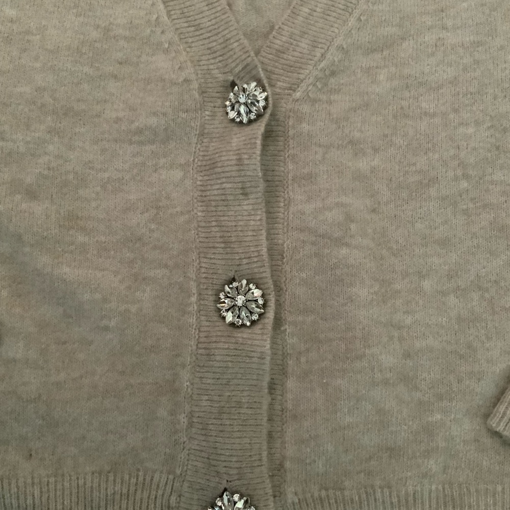 H&M Rhinestone Button Cardigan | Gray | Size S - Picture 2 of 3
